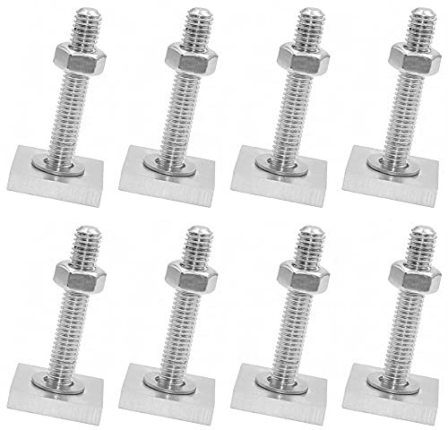 Pamtns 8 Piezas Ranura en T Caja de Techo Kit de Tornillos Adaptador de Pista T Barras Deslizantes portaequipajes Ranura T M6 Pan Pernos Adaptador con Tuerca y Adaptador para Riel en T Tornillos
