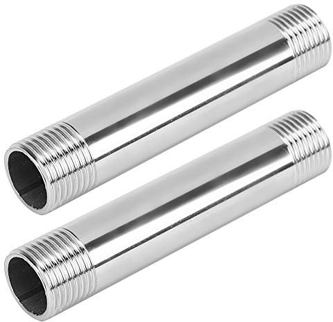 2 Stück Rohrnippel Edelstahl 10cm G3/4 Male Thread Edelstahl Rohrverschraubung Rohrdoppelnippel Gewinderohre Nippel und Fittings Metallrohrnippel für DIY Projekt, Möbel, Regale, Dekoration