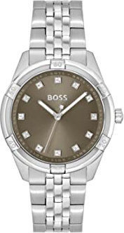 BOSS Analog Quarzuhr für Damen Kollektion Rhea mit Silbernes Edelstahlarmband - 1502699