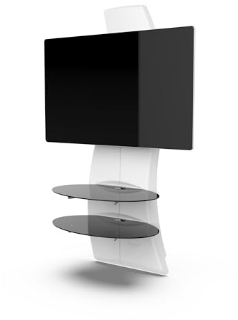 Meliconi | Ghost Design 2500 Rotation Matt Weiß Design Halterung zum Aufhängen und Drehen des Fernsehers bequem und praktisch