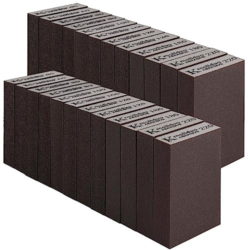 HEIHAK 24 Pack Sanding Blocks, Sponge Sanding Pads for Metal Wood and Wall, Polishing, 60/80 /100/120/180/220 Grits