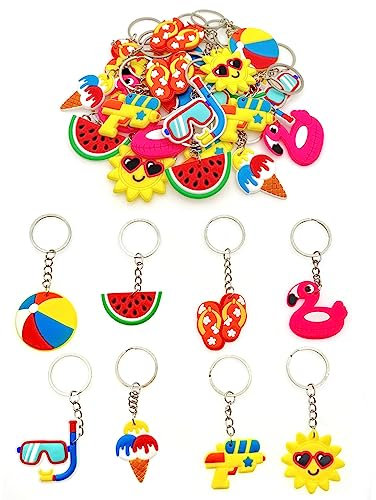 JZK 32x Swimming pool party keyrings keychains party favours giveaways thankyou gift for guests, party bag fillers for kids, beach theme party decorations accessories, Hawaiian party supplies