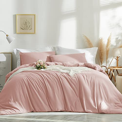 AShanlan Bettwäsche 140x200 Rosa 2 Teilig 100% Microfaser Einfarbig Bettwäsche Set mit 1 Kissenbezüge 70x90 cm Hellrosa Bettwäsche mit Reißverschluss Weich und Bügelfrei