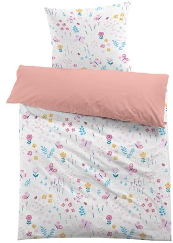 MUSOLEI Bettwäsche Mädchen Kinder 135x200 Blumen Kinderbettwäsche Rosa Blume 3D-Druck Mikrofaser Bettbezug 135x200cm und 1 Kissenbezug 80X80cm Bettwäsche-Set Jungen für Einzelbett