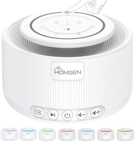 HOMGEN Rechargeable White Noise Machine Baby High Fidelity Sound Adult Sleep Sound Machine Supports/30 Soothing Sounds/ 3.5mm Audio Jack/Touchable RGB Light/Endurance 15h+/for Bedroom Office etc
