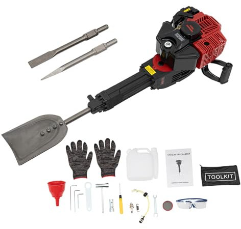 52CC 2 Stroke Petrol Powered Tree Digger, Gas Engine Post Hole Digger Portable Excavator Planting Shovel Rock Drilling Machine for Garden Farm Home