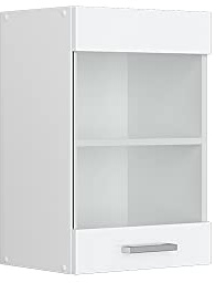 Vicco Armoire Suspendue R-Line, Blanc Haute Brillance, 40cm avec Porte vitrée, pour Le Rangement d’Objets ménagers et Utilitaires