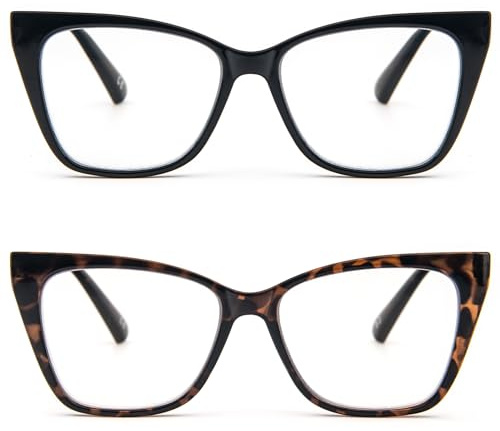 KoKoBin Occhiali da Lettura Donna Anti Luce Blu Cerniera a Molla Occhiali per computer (Nero, Leopardo, 2, x)