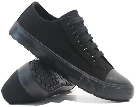 Ladies Casual Black Canvas Pump Shoes - Water Resistant & Slip Resistant | Memory Foam, Comfortable Insole | Lightweight Trainers (Black, UK Footwear Size System, Adult, Women, Numeric, Medium, 5)