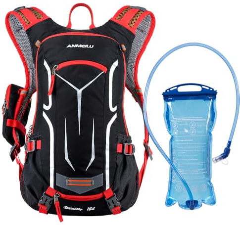 ANMEILU Outdoor Cycling Hydration Pack, 18L Bicycle Backpack, Black, Adjustable Straps, Hiking, Cycling, Mountain Trekking