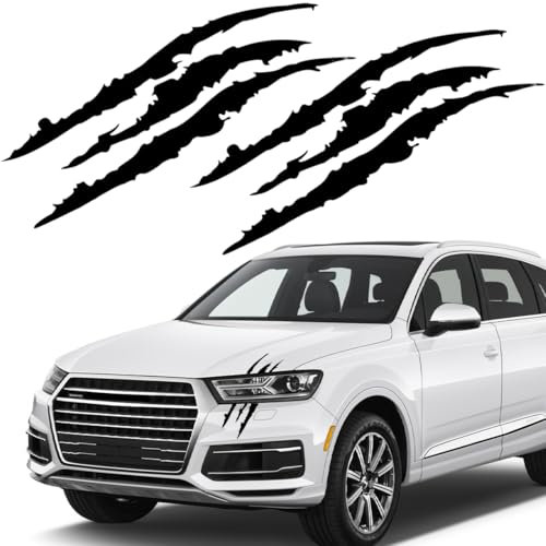 BOPRKTM 2 Stück Auto Aufkleber Monster Klaue Aufkleber Augenbrauen Scheinwerfer Aufkleber Auto Wasserfeste Vinyl Decals Autoaufkleber Dekoration(Schwarz)