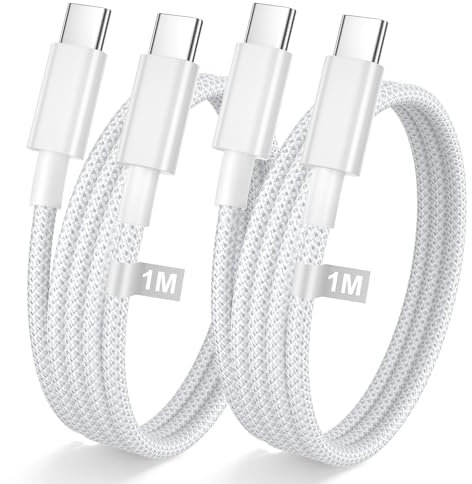 2Pezzi 1M Cavo USB Type-C Ricarica Rapida per iPhone 15 16 Pro Max/15 16 Plus/16/15,iPad Pro/Air,MacBook, Cavo iPhone 15 16 Cavo USB C to USB C 60W Nylon Cavo Apple USB C Cavetto