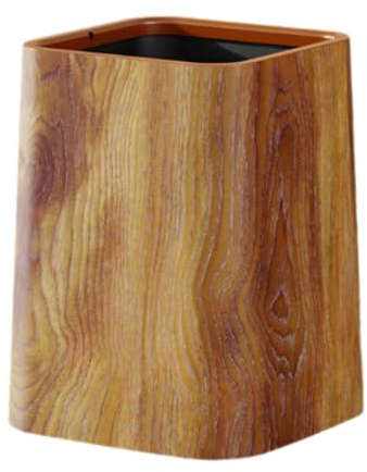 SiaBiced Contenedor de Basura Retro, contenedor de Basura Simple, Papelera de Reciclaje, Papelera de Grano de Madera para Sala de Estar, Oficina, Hotel y baño, M Without Cover