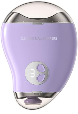 Lancoon 2 en 1 Polissoir à ongles électrique avec lumière LED de meulage, 3 vitesses, écran LCD, sécurité, double tête, pour enfants, personnes âgées, doigts, avec rangement pour résidus d'ongles