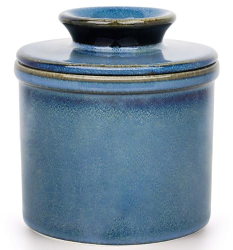 Jersinwei Beurrier français refroidi par eau avec ligne d'eau en céramique pour beurre à tartiner - Bleu
