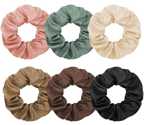 LOPHE Scrunchies Elásticas, 6 Colores Coleteros de Satén, Gomas para el Pelo, Lazos para el Cabello Cuerdas para Mujeres Niñas, Bandas para el Cabello, Cuerdas Suaves Y Durables (Estilo B)