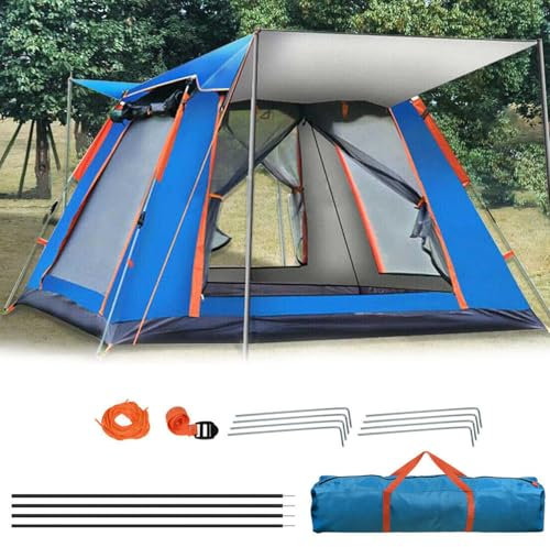 Gziztx Camping Zelt 6-8 Personen Pop Up Zelt Wurfzelt mit 2 Türen und 2 Fenstern, Wasserdicht, Sonnenschutz, Einfach Aufzubauen, für Reisen im Freien, Wandern, Strand, Angeln (265 * 265 * 190CM Blau)