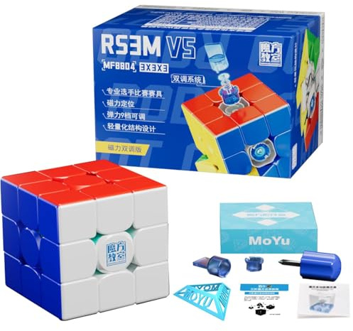 Magisk kub, Moyu RS3M V5 3x3 hastighetskub utan klistermärken Magnetisk dubbeljustering Professionell 3D pussel Sekventiell för magiska kub entusiaster (magnetisk dubbeljusteringsversion)