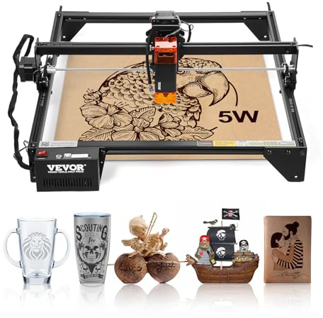 VEVOR Machine à Graver Laser 5 W Graveur Laser Zone de Travail 38x40 cm Vitesse de Déplacement 10000 mm/min Point Compressé, Protection Oculaire, Machine de Découpe Gravure pour Bois Certains Métaux