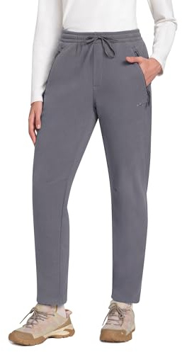 Pioneer Camp Pantaloni da jogging invernali da donna con pile Sherpa – Imbottitura calda con 2 tasche, anti-pelucchi, antivento e traspiranti, grigio, M