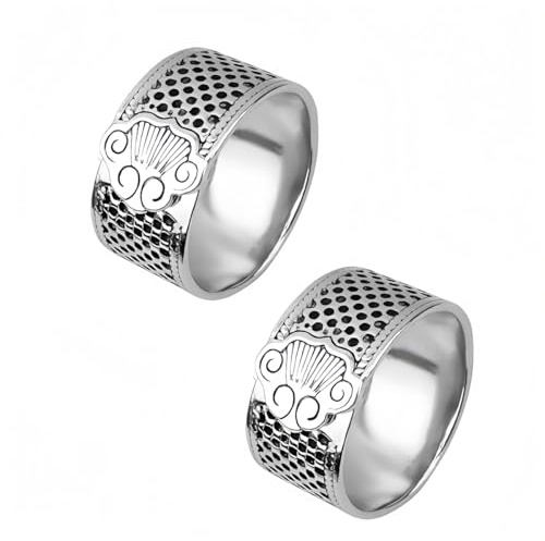 Durlo 2 st justerbara silverfärgade molndesignade syfängeringar, metallfingerskydd för handsömnad, quiltning och broderi