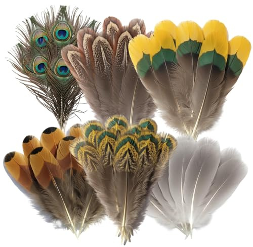 80 PCS Peacock Feathers for Crafting, Natural Feathers Assortment with Large Craft Feathers for DIY, Marrying Decor, Party Costumes and Home Decoration