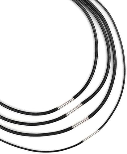 TioRacY 4 Stück Lederband Halskette 2mm, Kunstleder Halskette Schwarz, Lederkette Mit Edelstahl Verschluss, Lederhalsband Für Männer Und Frauen(40-55cm)