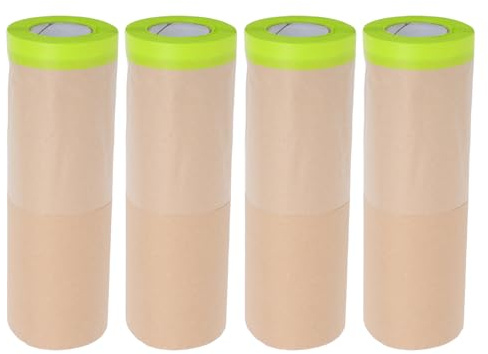 GALPADA Papel de Enmascarar Kraft Antipolvo 30 CM X 12 M 4 Rollos para Pintura de Coches y Protección de Muebles Láminas Protectoras para Pintar y Pulverizar Película Protectora