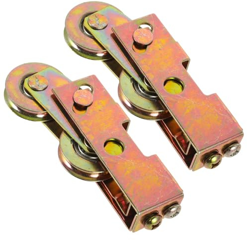 HOMSFOU Poleas para Puertas Corredizas 1-1/4 Pulgadas, Rodamiento de Bolas de Acero Resistente, Juego de 2 Piezas, Herrajes para Ventanas y Granero, Guía Silenciosa para Rieles de