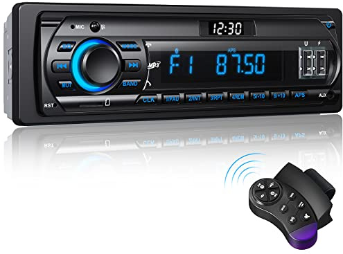 RDS Car Radio Bluetooth, Wistrue FM/AM Single DIN Car Stereo Bluetooth | LCD Clock, 7 Colors Lighting, 2 USB/AUX/SD, MP3 Player, EQ Sound Modes