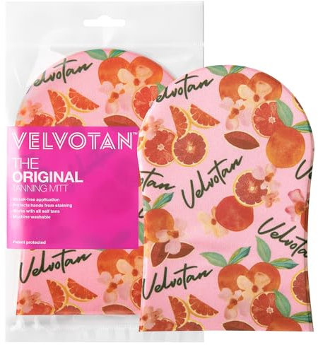 VELVOTAN Original Tanning Mitt (Tutti Fruitti) Selbstbräunungshandschuh für streifenfreies Finish und fleckenfreie Hände, waschbar und wiederverwendbar, Verwendung mit jeder künstlichen Bräune