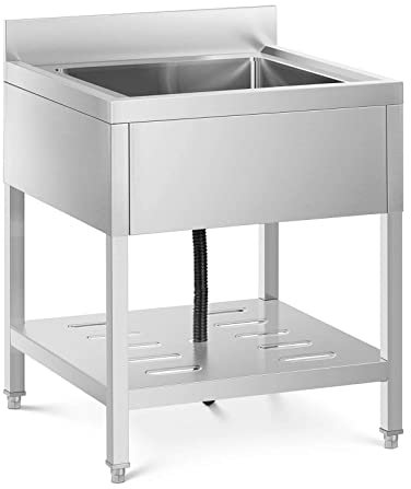 Royal Catering Lavello In Acciaio Inox Cucina Professionale Lavandino Ristorante RCSSS-70X70-S (Una vasca, 50 x 50 x 25,5 cm)