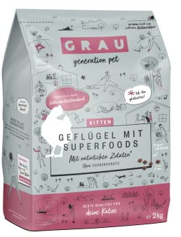 GRAU - l’Original - Nourriture sèche pour Chats - Chatons - volaille et superaliments, Pack de 1 (1 x 2 kg), sans Gluten, pour Chatons
