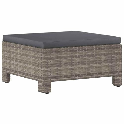 vidaXL Gartenhocker mit Kissen Fußhocker Sitzhocker Beistellhocker Hocker Fußschemel Ottomane Gartenmöbel Garten Terrasse Grau Poly Rattan