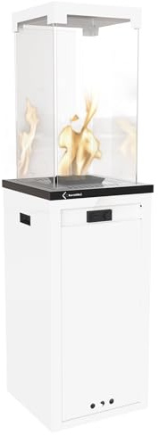 KRATKI PATIO LIGHT Chauffage d'appoint au gaz propane-butane G31/37mbar - 8,2 kW - Chauffage Extérieur Terrasse Jardin - Foyer Décoratif - Jusqu'à 30 Heures de Combustion - Blanc