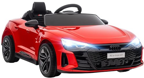 HOMCOM Audi RS e-tron GT Licensed Electric Car for Kids, 12V Battery Powered Electric Ride-on Toy with Remote Control Music, Suspension Wheels, Soft Start, for 3-5 years, Red
