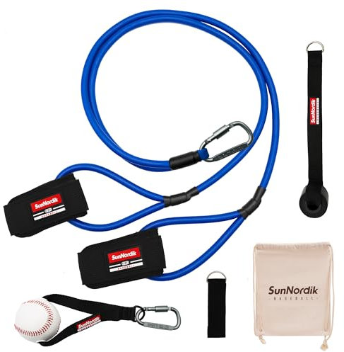 SunNordik Widerstandsbänder, Fitnessbänder zur Verbesserung der Kraft, tragbare Widerstandsbänder mit Türankern und Handgelenk- und Knöchelriemen für Fitness, Baseball & Sportler aller Leistungsstufen