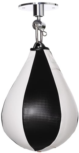SPORTNOW Poire de Vitesse Boxe, Sac de Frappe Adulte avec pivotant rotule 360°, Pompe, Punching Ball Montage Mural ou plafonnier, Noir et Blanc