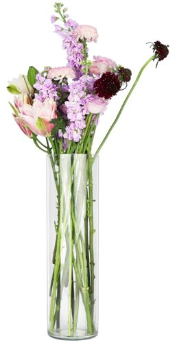 QEEYON Acrylic Cylinder Vase 40cm Tall Extra Large Thickened Plastic Vase for Flowers Floral Arrangement for Centerpieces Living Room, Kitchen, Office, Wedding (40 x 12cm)