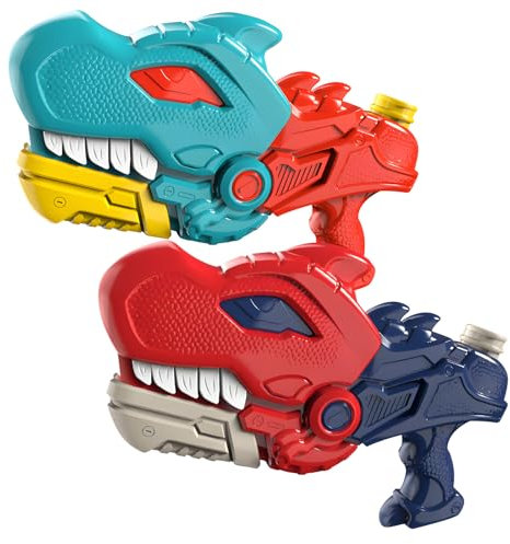 2 Pièces Pistolet à Eau Dinosaure, 600ml Pistolet a Eau avec Portée 8-10 Mètres, Fusil a Eau pour Enfants et Adultes, Jouet Pistolet a Eau pour Piscine de Plage Extérieure Jardin