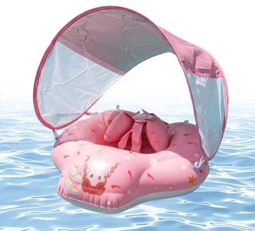 Bouée de Natation bébés Siège Radeau Gonflable Anti-basculement avec auvent