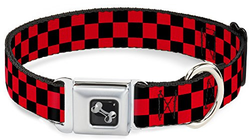 Buckle-Down dc-w30355-s Cintura di Sicurezza Collare di Cane, Piccolo, Checker Black/HT Rosso