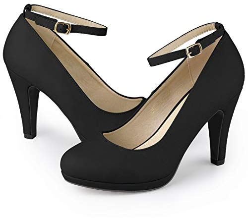 Allegra K Escarpins à Bout Rond et Talon Aiguille pour Femmes Noir 40
