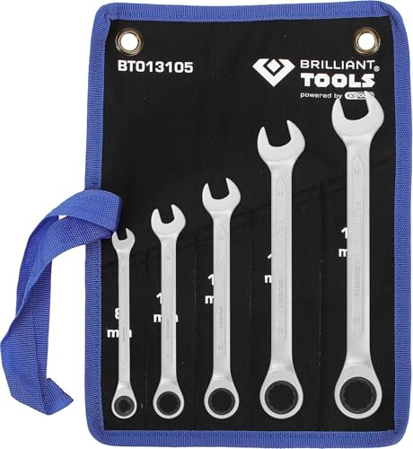 BRILLIANT TOOLS BT013105 Juego de llaves de estrella de carraca, 5 pzs, 8 - 19 mm [Powered by KS TOOLS]