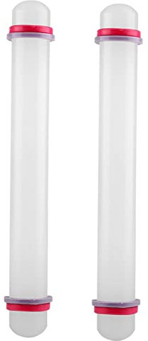 2 rodillos de amasar, rodillos para hornear fondant, rodillo con anillos de grosor, rodillo pequeño de 9 pulgadas, rodillo de masa, rodillo de plástico antiadherente para hornear