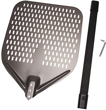 Baalaa de pizza perforada, 12 pulgadas rectangular de cáscara de pizza torneada de cáscara de pizza para hornear pizzas caseras