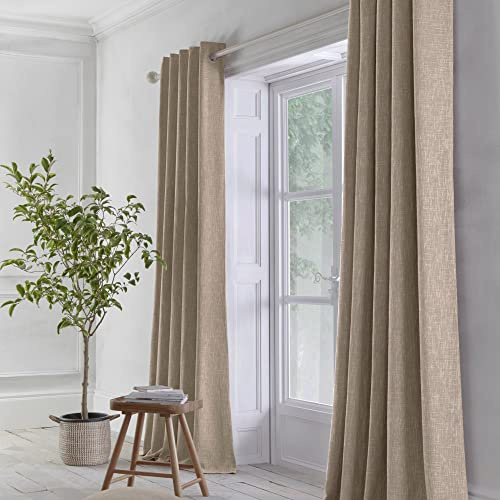 Appletree Loft - Boucle - Woven Pair of Eyelet Curtains - 46 Width x 72 Drop (117 x 183cm) in Linen