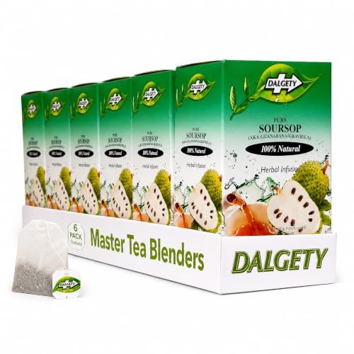 Dalgety Pure Soursop Herbal Infusion 6x40g Cartons (6 Pack) 100% Natural, Caffeine Free Tea (Total 108 Teabags) – A Subtle & Enticing Flavour Packed with Unique Health Benefits