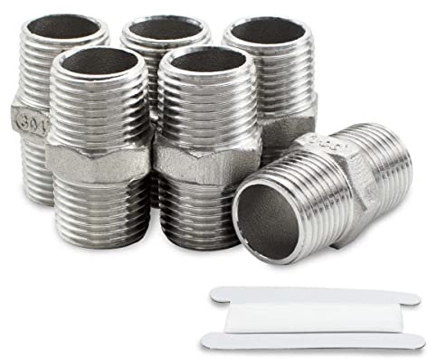 Bwintech 3 Pcs 1/2 Male to 1/2 Male BSP Thread Stainless Steel 304 Hex Nipple Fitting for Pipe Connecting Conversion