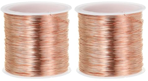 PATIKIL 28 Gauge Jewelry Wire, 2 Roll 328 Feet/100M Pure Copper Jewelry Beading Wire Soft Metal Plant Stem Ties for Jewelry Craft, Copper Tone (0.012)